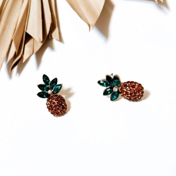 Diamond pineapple earrings #1167  - Picture 5 of 7